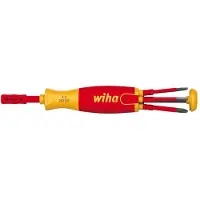 Wiha 38612 | Schroevendraaier met bitmagazijn | LiftUp electric | Sleufkop, Phillips met 6 slimBits in blister - 38612