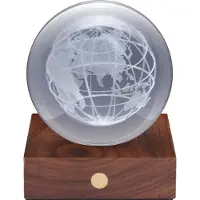 Gingko Amber Crystal Light 3D laser Wereldbol - Walnoot