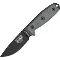 ESEE Model 3 black blade, grey handle 3P-MB-B met schede + clip en MOLLE-back