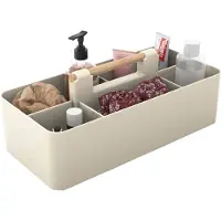 Intirilife make up organizer tasje in khaki - beautycosmetica opbergdoos met 5 vakken voor het opbergen van make-up