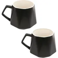 Intirilife 2x koffiekopje met fijne afwerking in het zwart, inhoud van 350 ml - 13 x 10.5 x 9.2 cm - theekopje mok