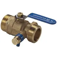 Raminex S28 Kiwa kogelkraan met aftapper en stopplug 1/4 bu.dr. messing 1 1/4 x1 1/4 dn25 kiwa hendel blauw 282005