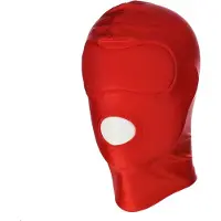 Kiotos Rode BDSM Hood Met Opening Voor de Mond en Dichte Ogen