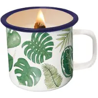 Joyin Sojakaars in emaille groene bladeren beker - 8x8cm - JOYIN