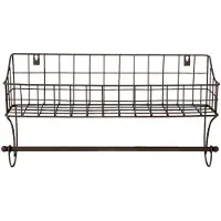 Clayre & Eef Zwarte Handdoekhouder met mand 44*12*25 cm 6Y4305