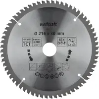 Wolfcraft - Zaagblad 216 x 30 mm - 64 Tanden - Kap- en verstekzaagblad HM, serie lila - 6541000