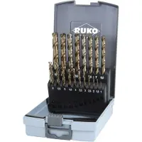 RUKO 215214RO HSSE-Co 5 Metaal-spiraalboorset 19-delig 1 mm, 1.5 mm, 2 mm, 2.5 mm, 3 mm, 3.5 mm, 4 mm, 4.5 mm, 5 mm, 5.5 mm, 6 mm, 6.5 mm, 7 mm, 7.5 mm, 8 mm,