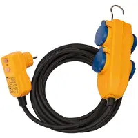 Brennenstuhl bouwplaats stekkerdoos | IP54 | FI-schakelaar | 4 contacten | geel | 5 meter