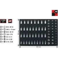Vigor V2837 Dopsleutel-bitinzetset Metrisch 1/2 (12,5 mm), 1/4 (6,3 mm), 3/8 (10 mm) 64-delig