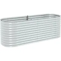 vidaXL Plantenbak verhoogd 240x80x81 cm gegalvaniseerd staal zilver