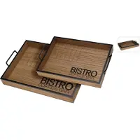 Koop Dienblad Set 2-delig Bistro Bruin bruin Hout Excellent Houseware Dienblad