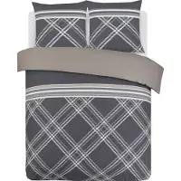 Vision Home VISION William - Tweezijdig omkeerbaar Dekbedovertrekset - 100% katoen: zacht en soepel - Tweepersoons - Dekbedovertrek 200 x 200 cm met 2 bijhorende slopen - Beige / Grijs - Oekotex gecertificeerd