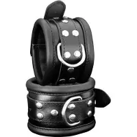 Kiotos leather Leren enkelboeien 6.5 cm breed gevoerd - zwart