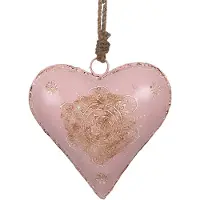 Clayre & Eef Hanger Hart 15x5x15 cm Roze Ijzer Bloem Woondecoratie Roze Woondecoratie