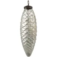 Clayre & Eef Kerstbal XL Ø 7 cm Zilverkleurig Glas Kerstdecoratie Zilverkleurig Kerstdecoratie