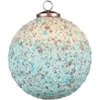 Clayre & Eef Kerstbal Ø 15 cm Turquoise Beige Glas Metaal Kerstboomversiering Turquoise Kerstboomversiering