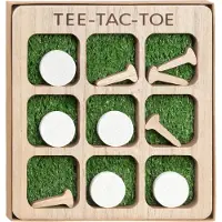 ECCOLO Tee Tac Toe Table Game, Golf Themed Wooden Table Top Decor and Brain Teaser Puzzles for Adults Great for Game Night, 21.59x22.86x.2.0cm Tic Tac Toe Wood Board Game for Kids and Family