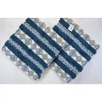 Unique living Unique - sierkussenhoes - 2 stuks - kussenhoesje - petrol - blauw - ecru - 45 x 45 cm - katoen - met rits