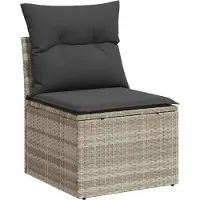 vidaXL Tuinstoel zonder armleuning met kussens poly rattan lichtgrijs