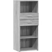 vidaXL Hoge kast 50x42,5x124 cm bewerkt hout grijs sonoma eikenkleurig
