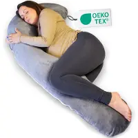 EL Life Zwangerschapskussen XXL J-vorm - Zijslaapkussen - Lichaamskussen - Voedingskussen - Body Pillow - 155cm - Afneembare Minky Fleece Hoes - Grijs