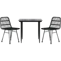 vidaXL 3-delige tuinset, zwart, van polyrotan