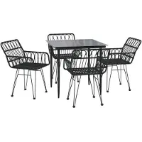 vidaXL 5-delige tuinset, zwart, van polyrotan