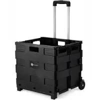 Packaway XL Opvouwbare Boodschappentrolley met wielen - Boodschappenkrat - Opbergbox - Vouwkrat - 50 Liter - Zwart