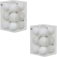 Othmar decorations 24x Witte kunststof kerstballen 6 cm glans/mat/glitter - Kerstbal