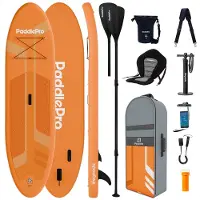 LifeGoods SUP Board - Luxe Set - met Zitje - Opblaasbaar Paddle Board - Max. 135KG - 320x81cm - Oranje