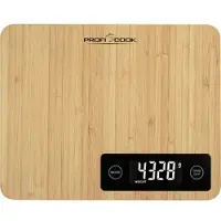 Profi Cook PC-KW 1271 Bambus Keukenweegschaal Digitaal Weegbereik (max.)=5 kg Bamboe 240 x 190 x 23