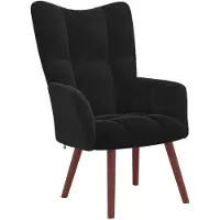 vidaXL Velours Relaxstoel - Zwart, 61,5 x 69 x 95,5 cm