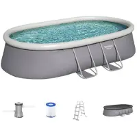 Bestway Vrijstaande bovengrondse zwembadset - Snelle set - 488 x 305 x 107 cm - Ovaal
