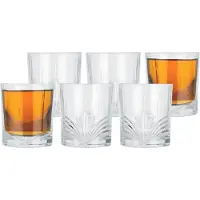 Excellent houseware Drinkglazen Palm Springs - 6x - helder transparant - glas - 230 ml - met glas decoraties