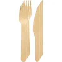Biopak Duni Wegwerp bestek - 40x - houten bestek - 16 cm - bio/eco/milieubewust