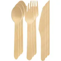 Biopak Duni Wegwerp bestek -60x - houten bestek - 16 cm - bio/eco/milieubewust