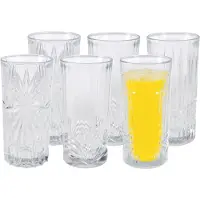 Excellent houseware Drinkglazen Palm Springs - 6x - helder transparant - glas - 380 ml - met glas decoraties