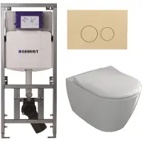 Villeroy & Boch Subway 2.0 Toiletset inbouwreservoir - diepspoel wandcloset directflush slimseat bedieningsplaat beige ronde knoppen - White Alpine (wit) 0701131/SW1102365/ga26028/ga91964/