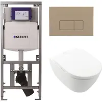 Villeroy & Boch Subway 2.0 DirectFlush Toiletset geberit reservoir bedieningsplaat rechthoekige knoppen taupe - softclose - White Alpine (wit) 0701131/SW1102379/0124060/ga26028/