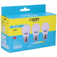 EDM LED Kogellamp P45 E27 5W 6400K 400lm 230V - LED Lampen - Koel Wit- 3-Pack