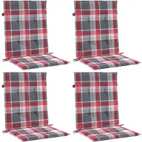 vidaXL Tuinstoelkussens 4 st 100x50x3 cm oxford stof ruitpatroon rood