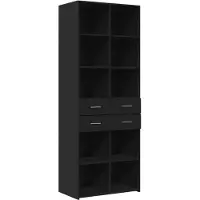 vidaXL Hoge kast 70x42,5x185 cm bewerkt hout zwart