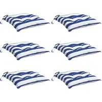 vidaXL Stoelkussens 6 st 50x50x7 cm stof gestreept wit en blauw