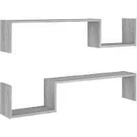 vidaXL Wandschappen 2 st 100x15x20 cm bewerkt hout grijs sonoma eiken