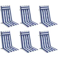 vidaXL Stoelkussens 6 st hoge rug gestreept stof oxford wit en blauw
