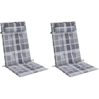 vidaXL Stoelkussens 2 st hoge rug ruitpatroon oxford stof grijs