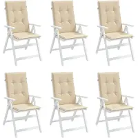 vidaXL Tuinstoelkussens hoge 6 st hoge rug 120x50x3 cm stof beige