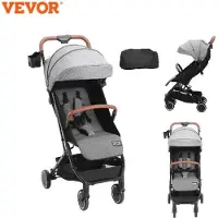 Vevor Kinderwagen - Opvouwbaar met één hand - met Bekerhouder - Oneindige aanpassingen mogelijk - 0 tot 3 Jaar - Licht gewicht - Licht Grijs