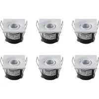 BES LED LED Veranda Spot Verlichting 6 Pack - Inbouw Vierkant 1W - Natuurlijk Wit 4200K - Mat Wit Aluminium - 40mm