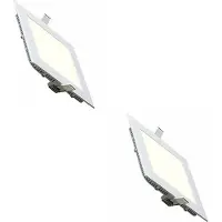 BES LED LED Downlight Slim 2 Pack - Inbouw Vierkant 12W - Natuurlijk Wit 4200K - Mat Wit Aluminium - 170mm